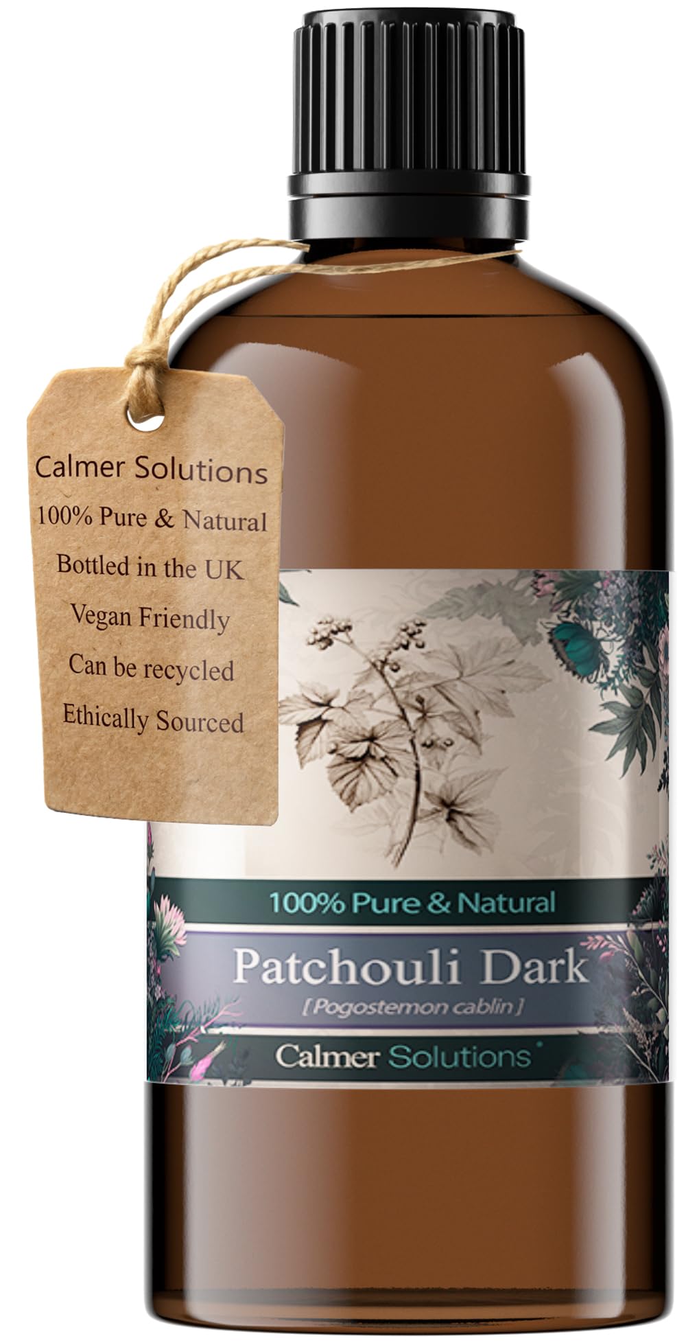 Calmer Solutions Brown Red Patchouli Dark 100% Essential Aromatherapy Oil 100Ml