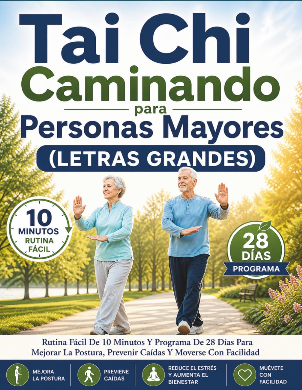 Tai Chi Caminando para Personas Mayores (LETRAS GRANDES): Rutina Fácil De 10 Minutos Y Programa De 28 Días Para Mejorar La Postura, Prevenir Caídas Y Moverse Con Facilidad