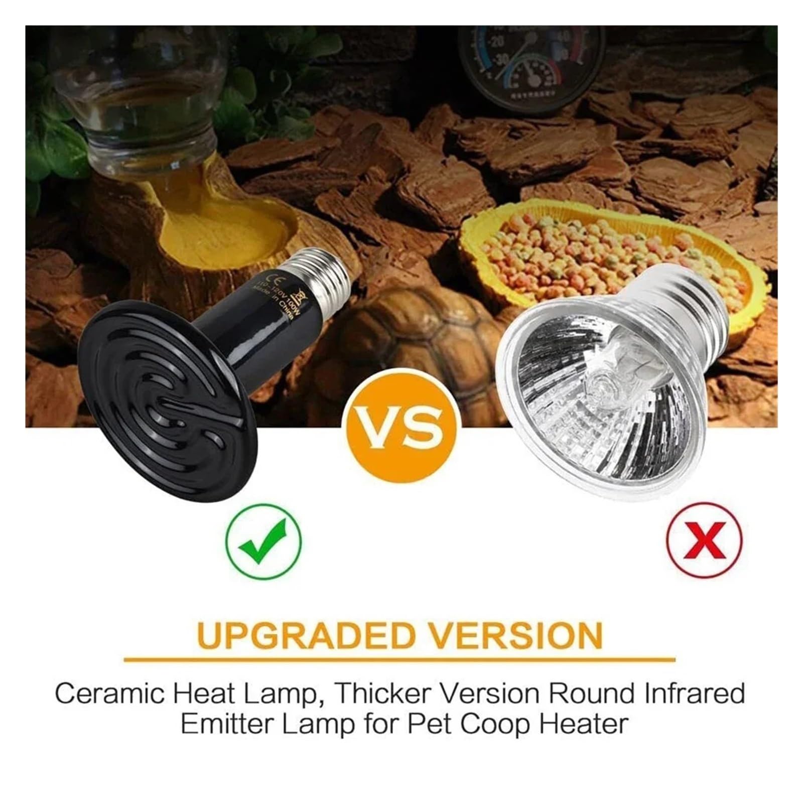2 Pz Lampada Riscaldante In Ceramica Lampadina Di Calore A Infrarossi For Rettili Pollame Da Cova Anfibi Terrari Fonte Invernale E27 200 W Mantieni Il Cibo Fresco