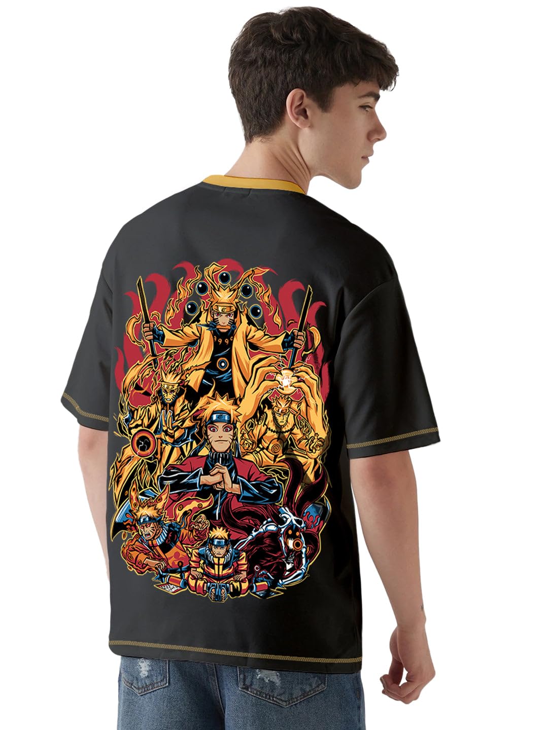 Buy Naruto Evolution Printed Anime Oversized T-Shirt - Multi Color