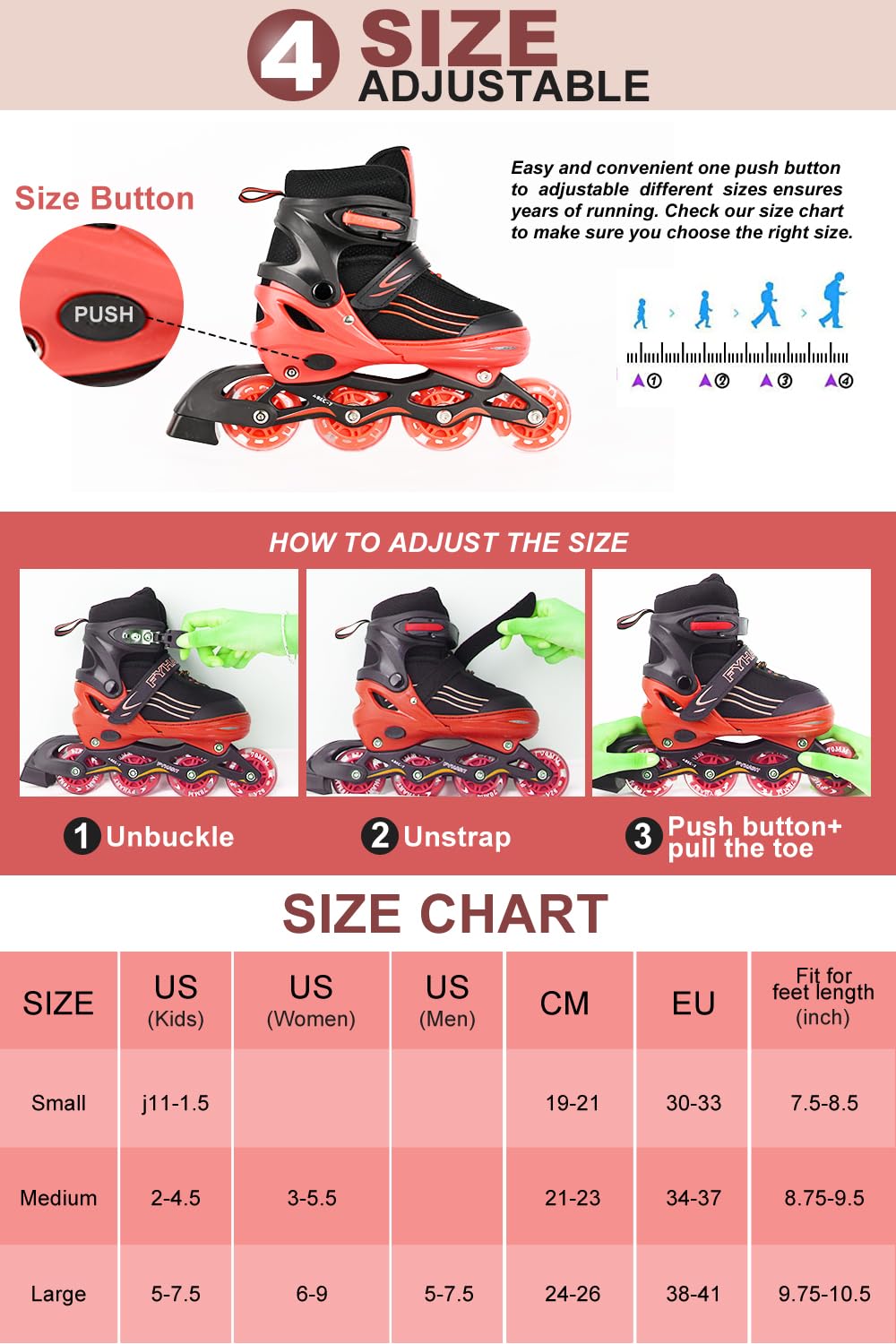 MGYZM Pattini in linea per bambini, regolabili, per bambini, adulti, ragazze e ragazzi, pattini in linea, per interni ed esterni, viola