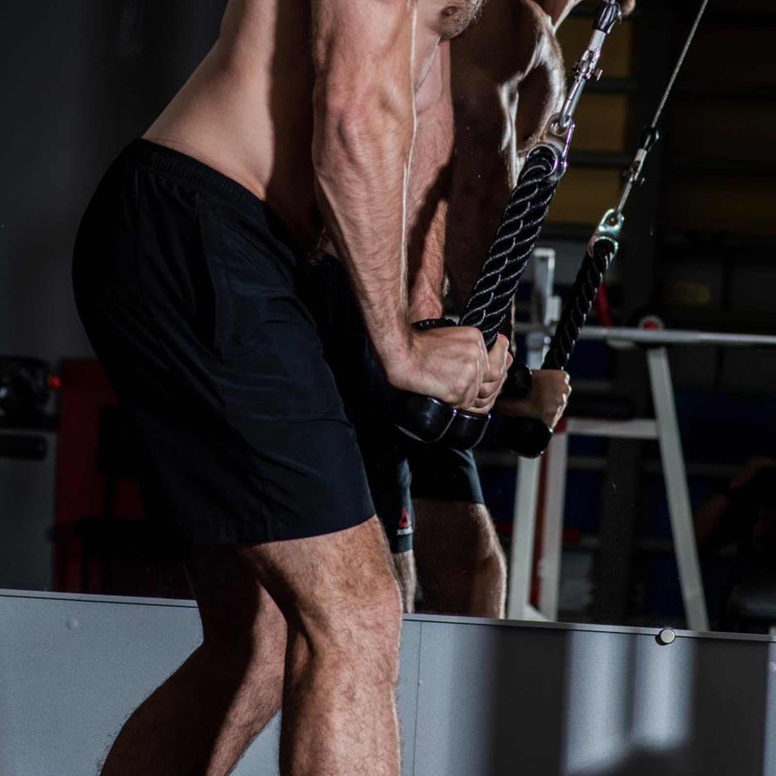 Trizepsseil Zugseil mit Stange aus Stahl und Nylon für Fitnessgeräte Zubehör im Gym Zubehör mit Doppelgriffseil für Sommerstimmung Beim Home Gym Workout