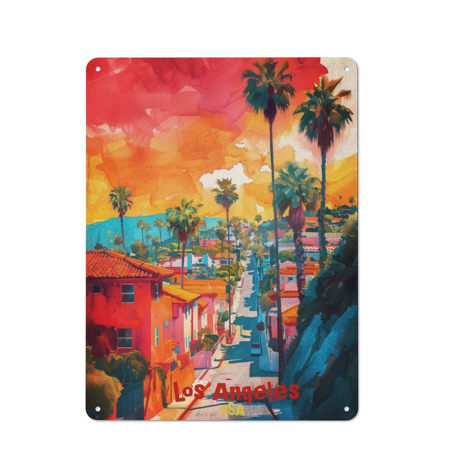 Junmoney Los Angeles Art Vintage-Inspired Tin Sign 40X30cm For Garage Or Workshop, For Vintage Wall Decor Fans, For Metal Sign Collectors