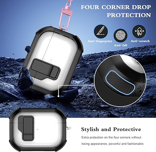 Miniatura 4 de MHYALUDO Funda para AirPods Pro (202320222019, 21 generación), compatible con Airpods Pro de 2 generación (cable USB-CLightning), interruptor