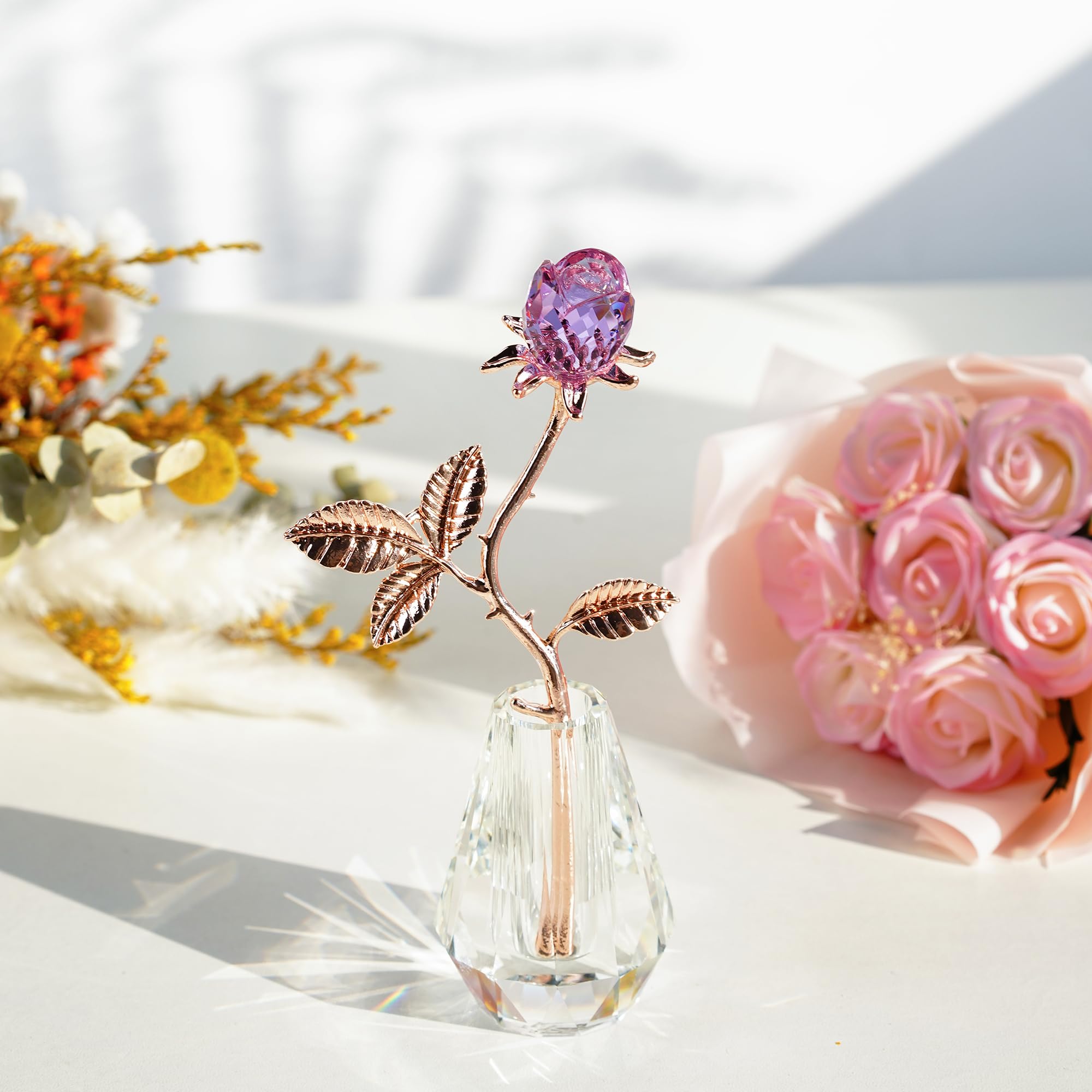 Amazon.com: H&D HYALINE & DORA Crystal Rose Flowers Figurine