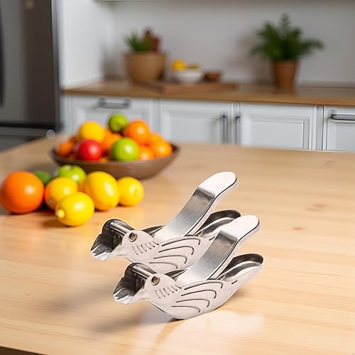 Miniatura 3 de Exprimidor de limón con forma de pájaro plateado, de acero inoxidable, manual de limón y exprimidor de lima, manual, manual, de acero inoxidable,