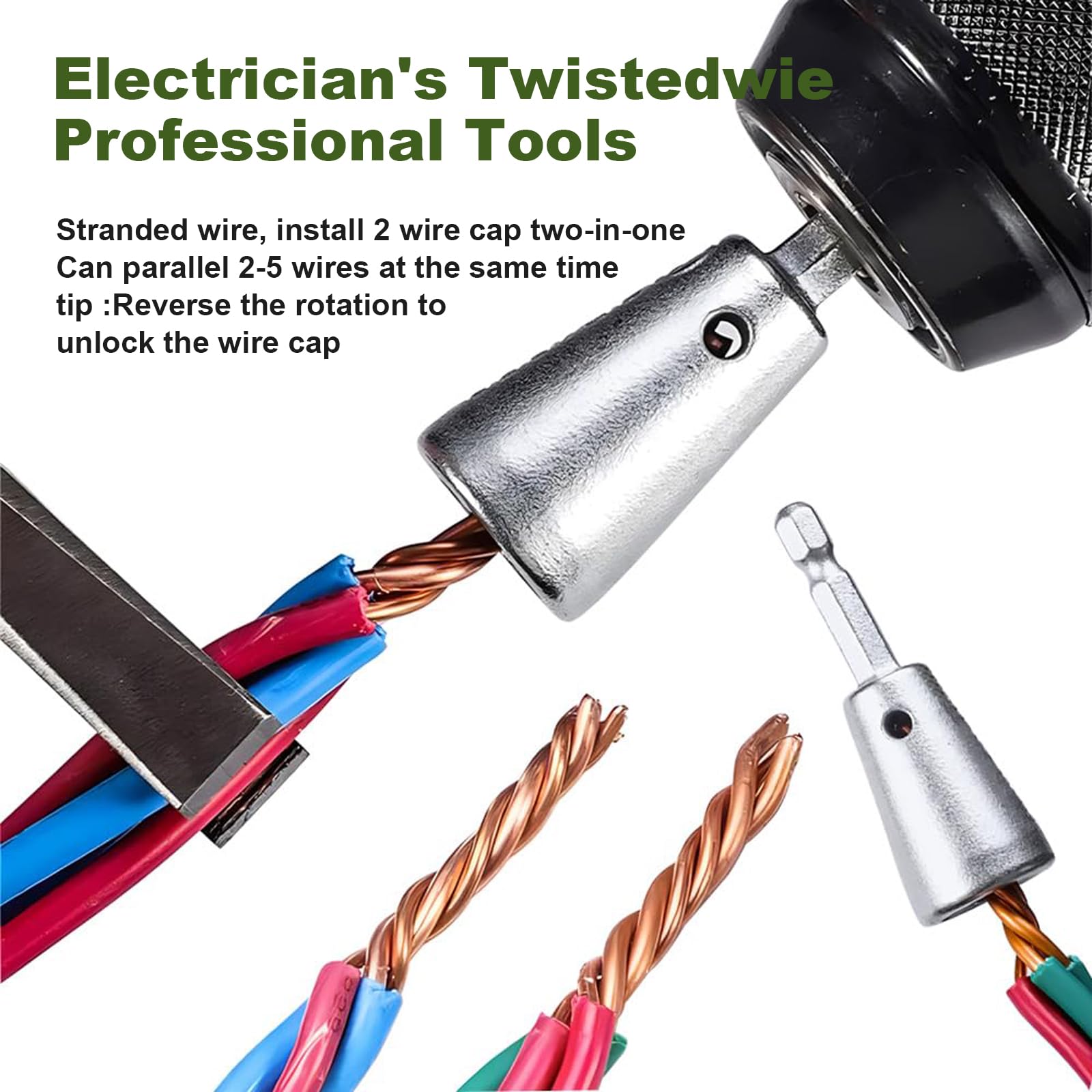 Herramienta pelacables Twister para taladro, herramienta pelacables mejorada 2024 y conector de torsión de alambre para cortadores 6-14 AWG, herramienta profesional 8 en 1 para electricista