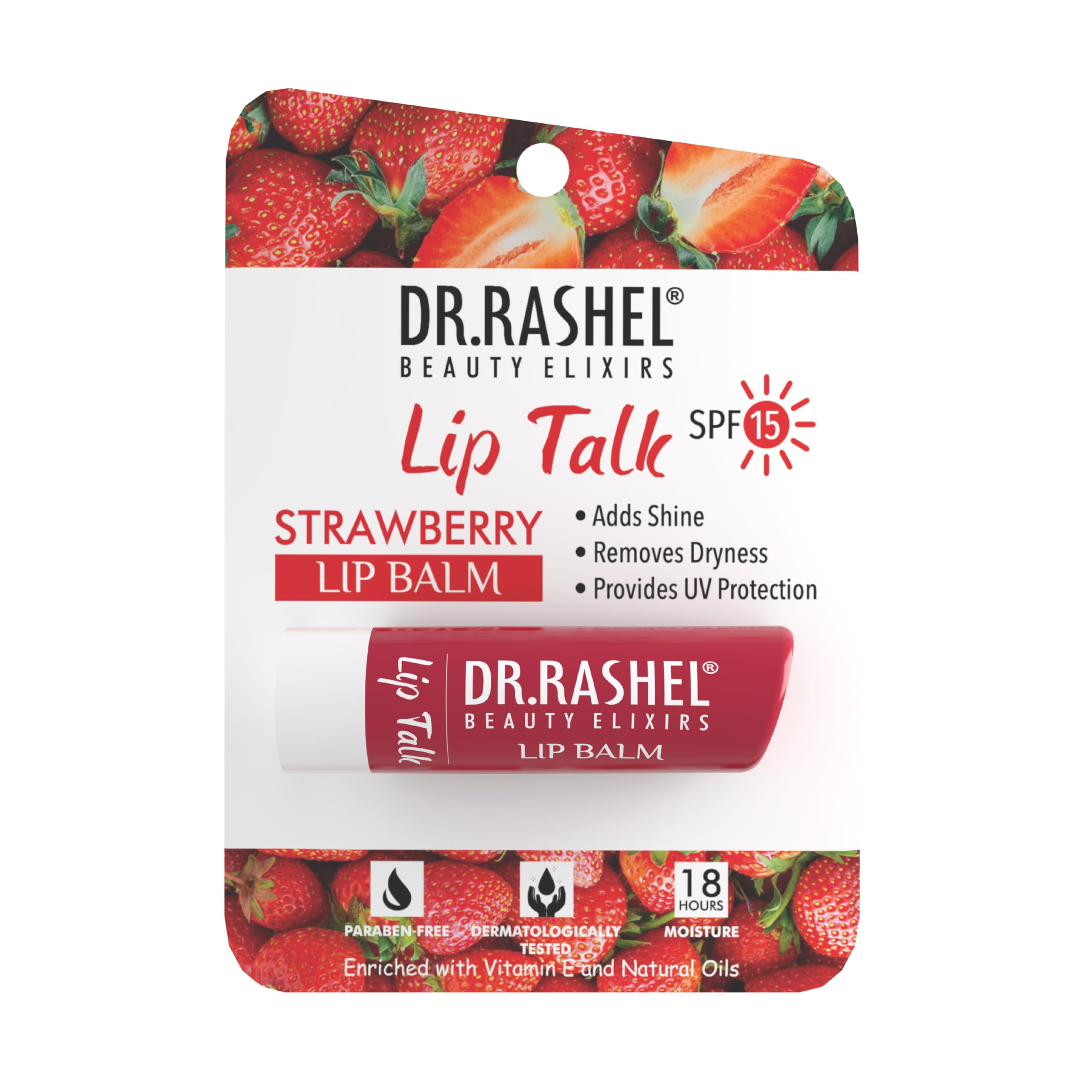 Dr.Rashel Strawberry Moisturizing Lip Balm - 4.5 gms Tinted Lip Moisturizer for Dry, Chapped & Cracked Lips, Enriched with vitamin E and Natural Oil, Intense Hydration and UV protection-image-22