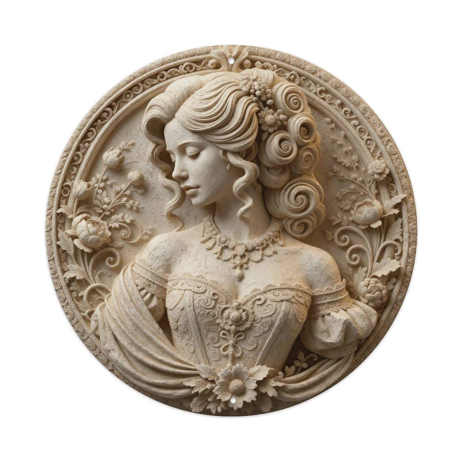 Zlatcbu Vintage Victorian Lady Floral Carved Wall Art Metal Tin Sign Retro Wall Art Poster, Decor For Home Living Room Bar Cafe Garage, 8X8 Inch
