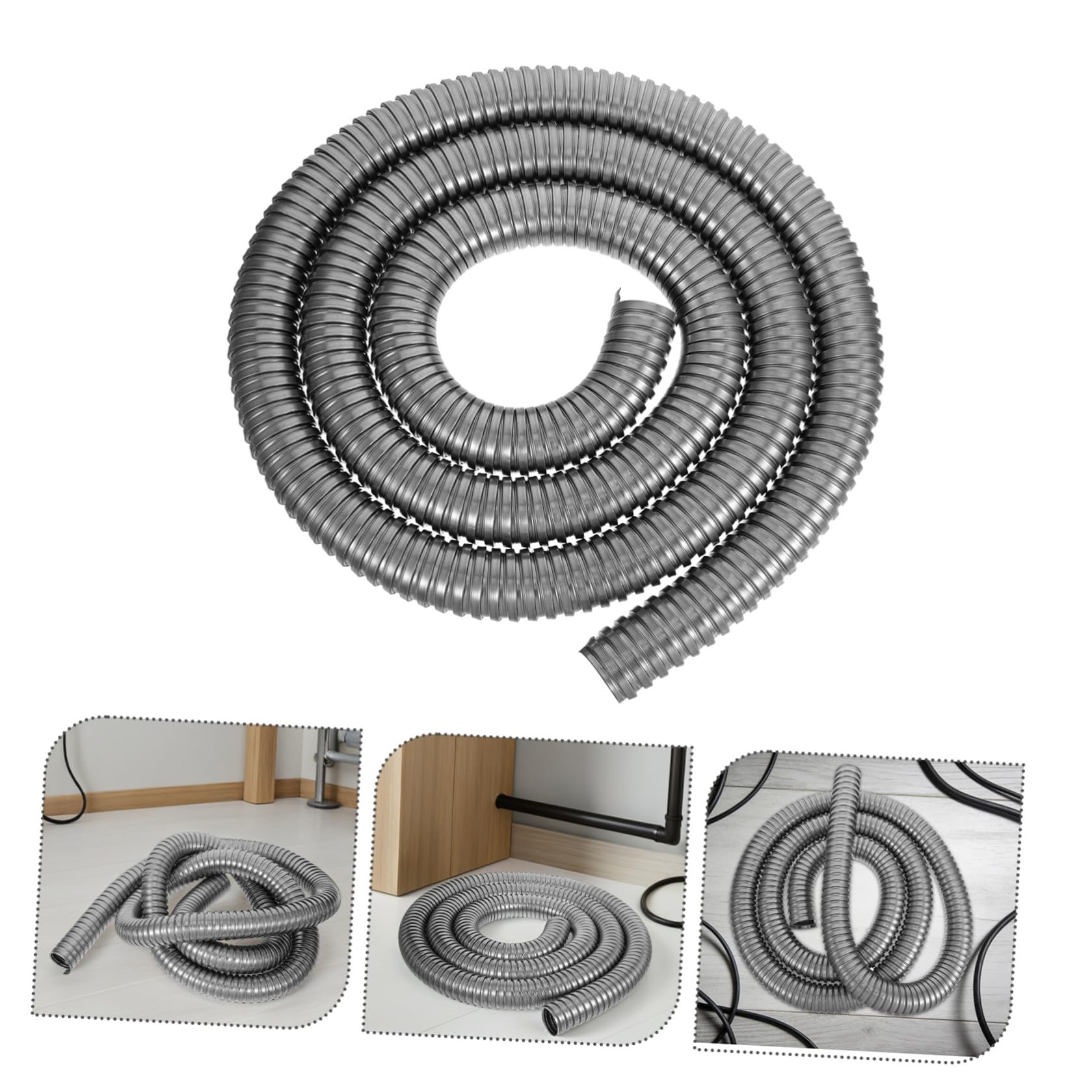 SHINEOFI Guaina di Protezione Cavi in Acciaio Inossidabile 304, Tubo Corrugato Flessibile da 38mm X, Esterno Resistente alle Intemperie per Cablaggio Elettrico e Impianti di Illuminazione