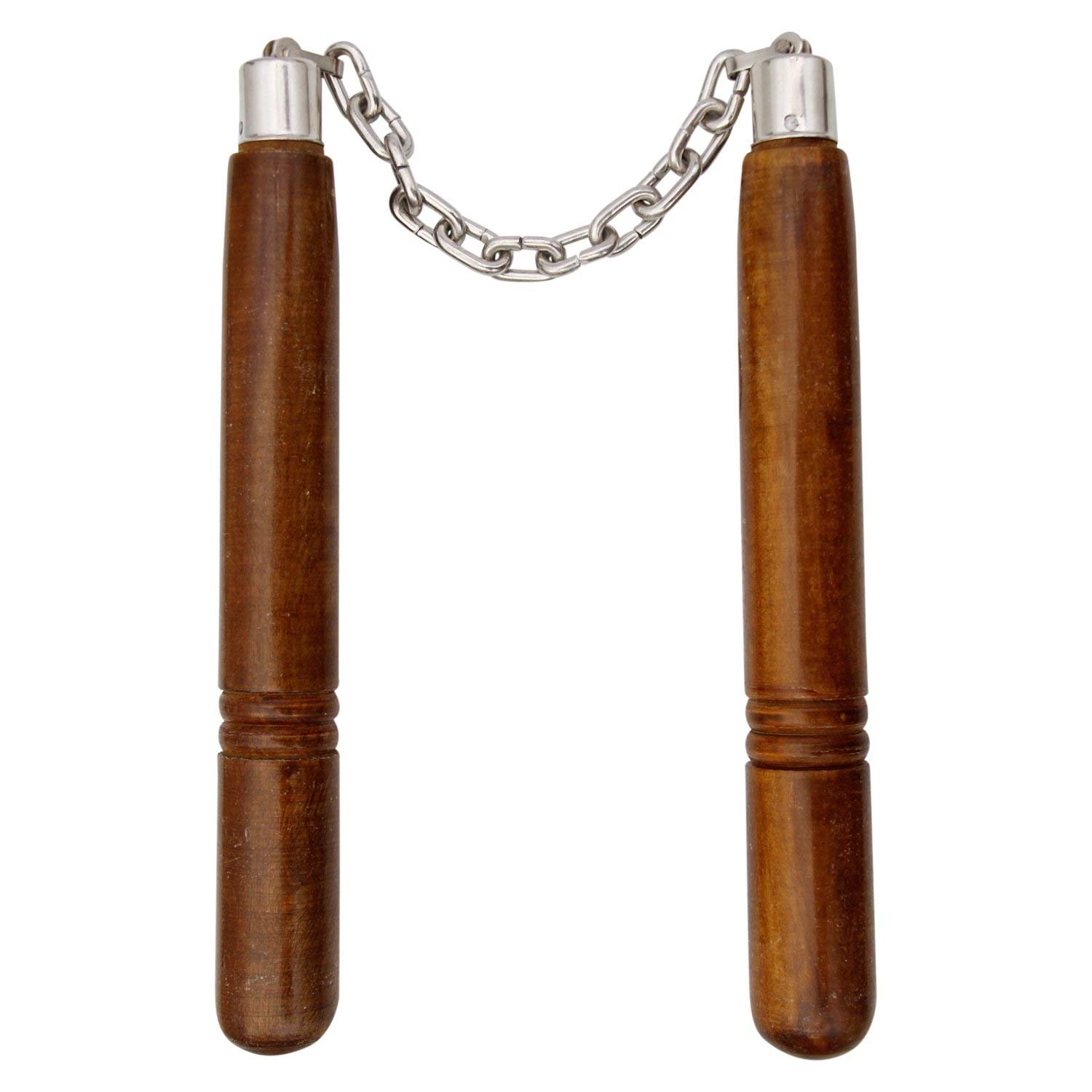 QTH Nanchaku Wooden Golden Handle (Brown)