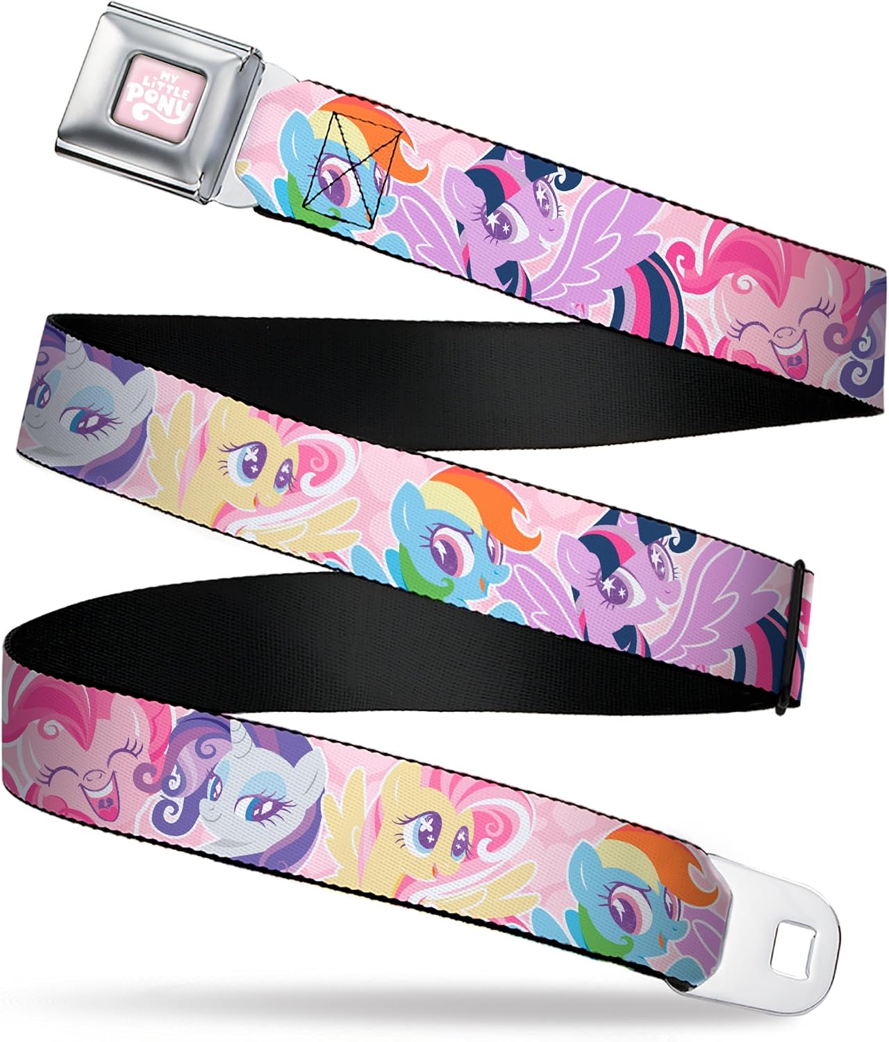 My Little Pony Belt, Seatbelt Buckle Belt, My Litlle Pony Five Pony Poses Pink, Adjustable