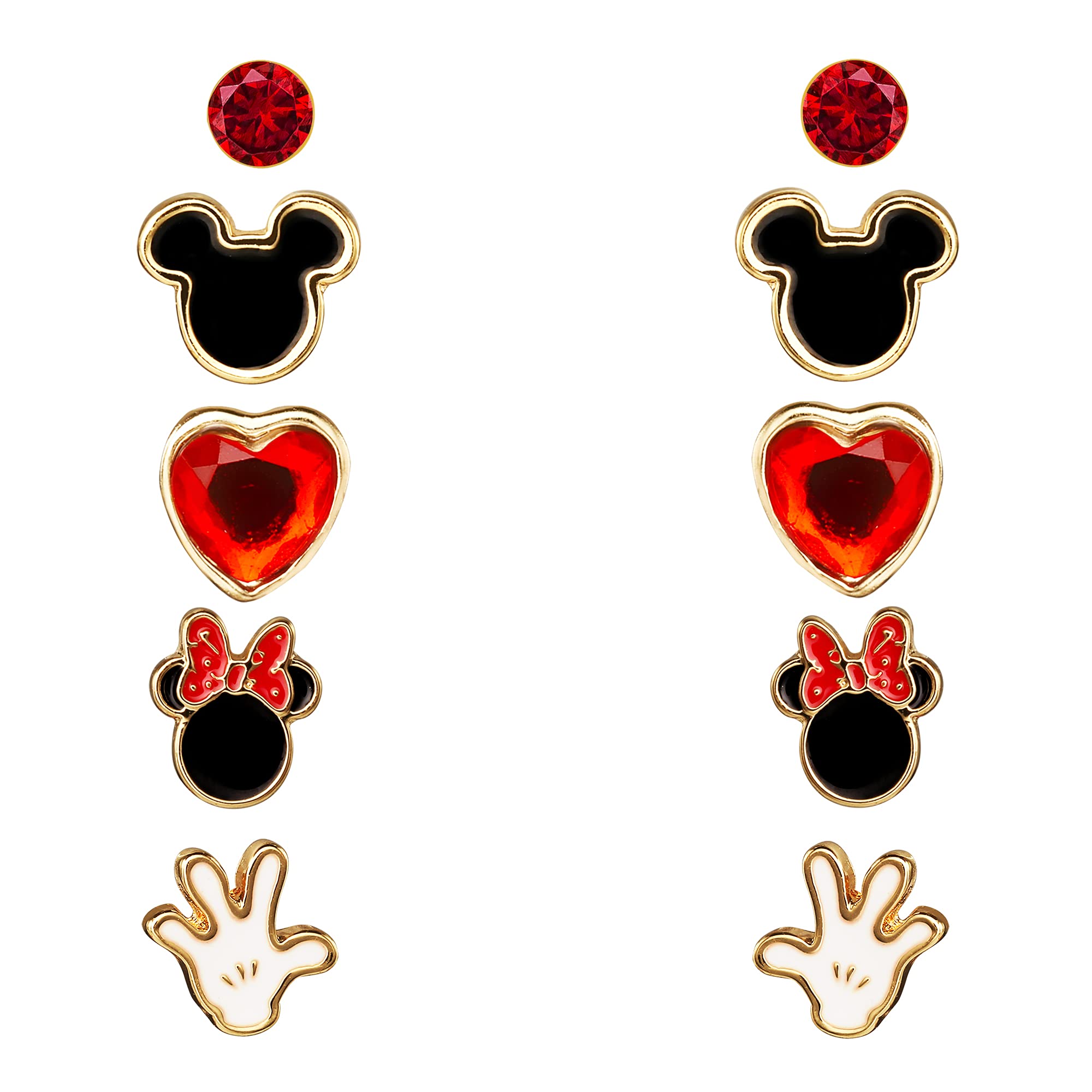 Disney Mickey & Minnie Mouse Multicoloured enamel Costume 5pc stud set SH00415YL.PH
