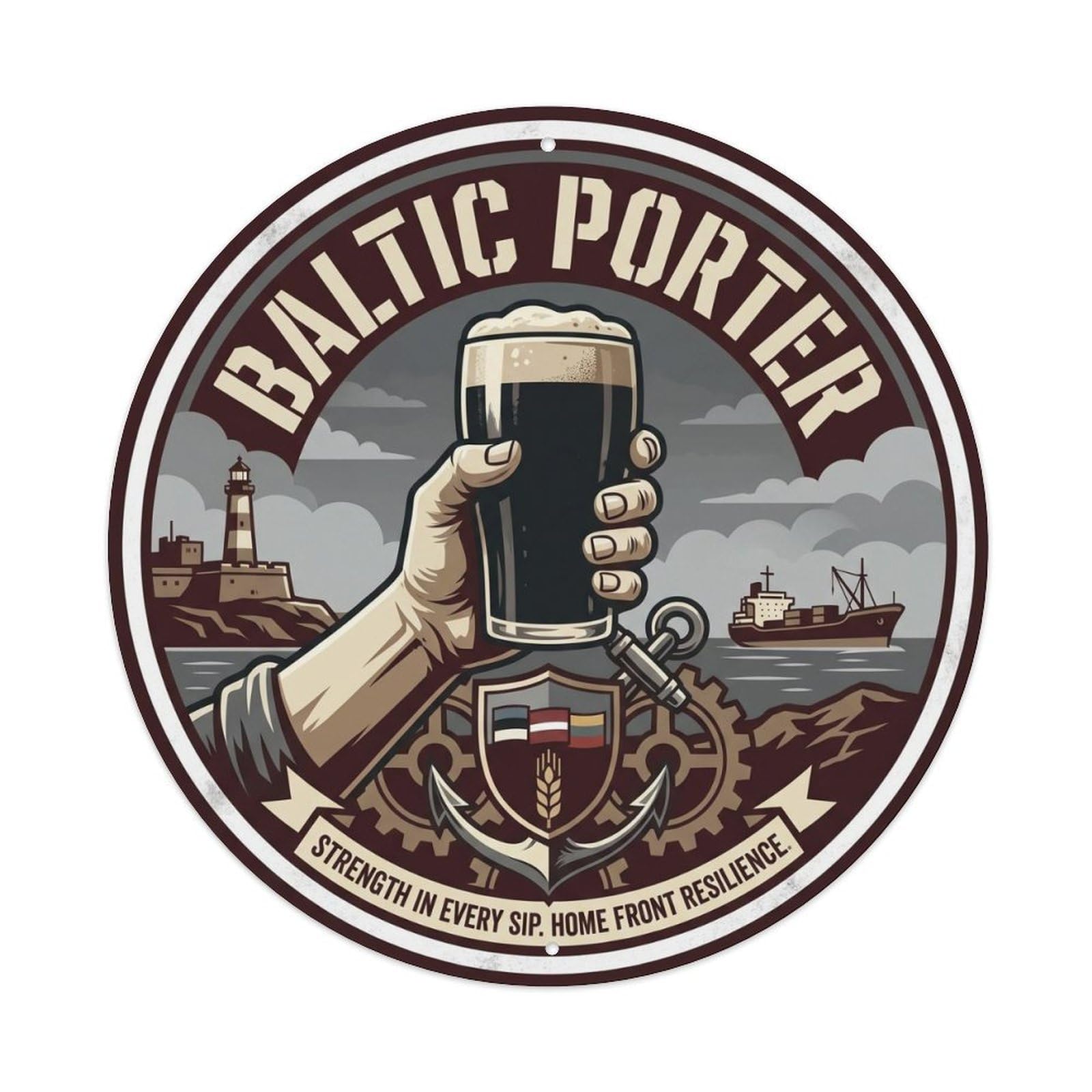 Traditional Baltic Porter Beer Craft Brew Foam Mug Metal Tin Sign