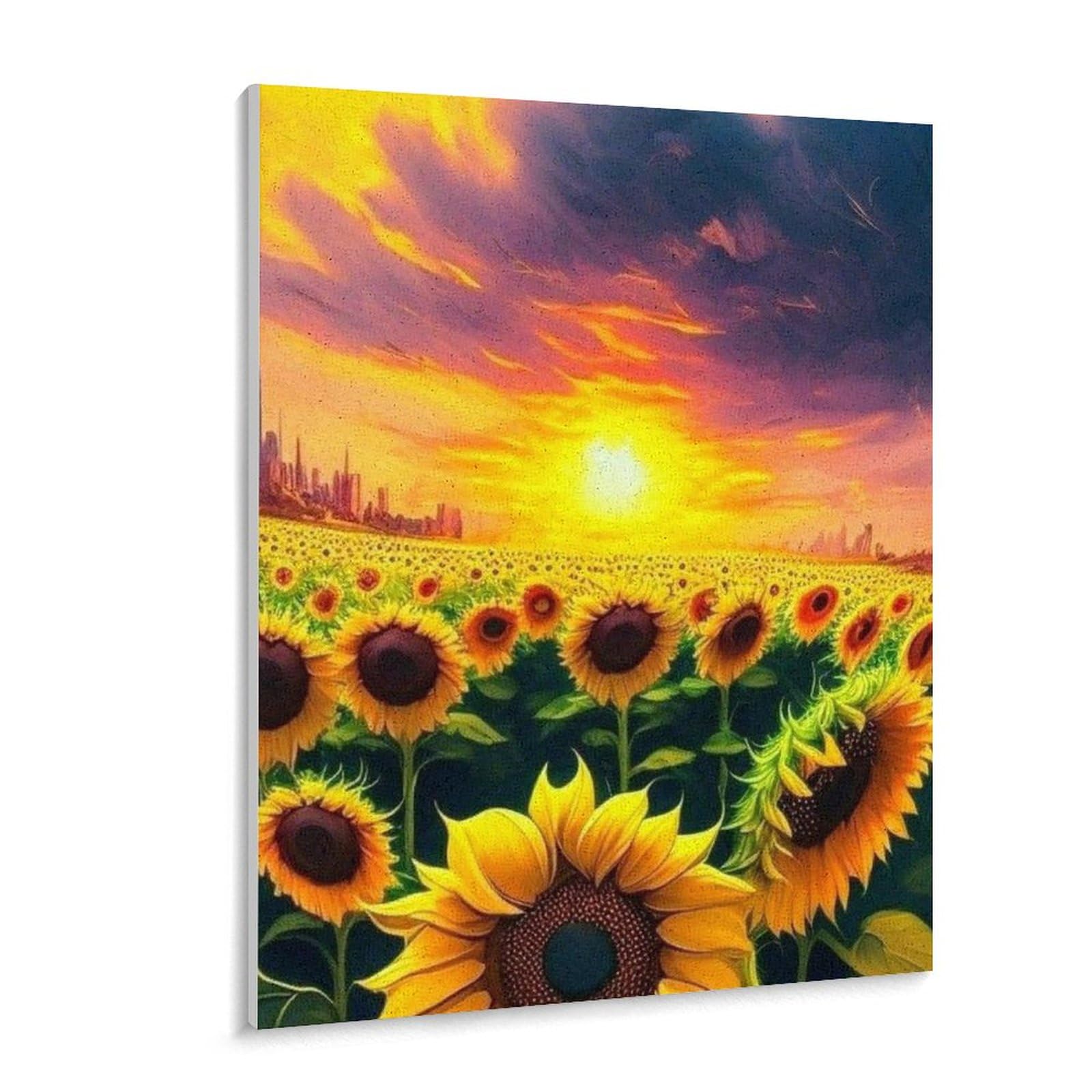 油絵 絵画【夕暮れのひまわり畑】【Ａ4】 油絵 夕暮れのひまわり畑【A4】 絵画 HR 通販 12763898