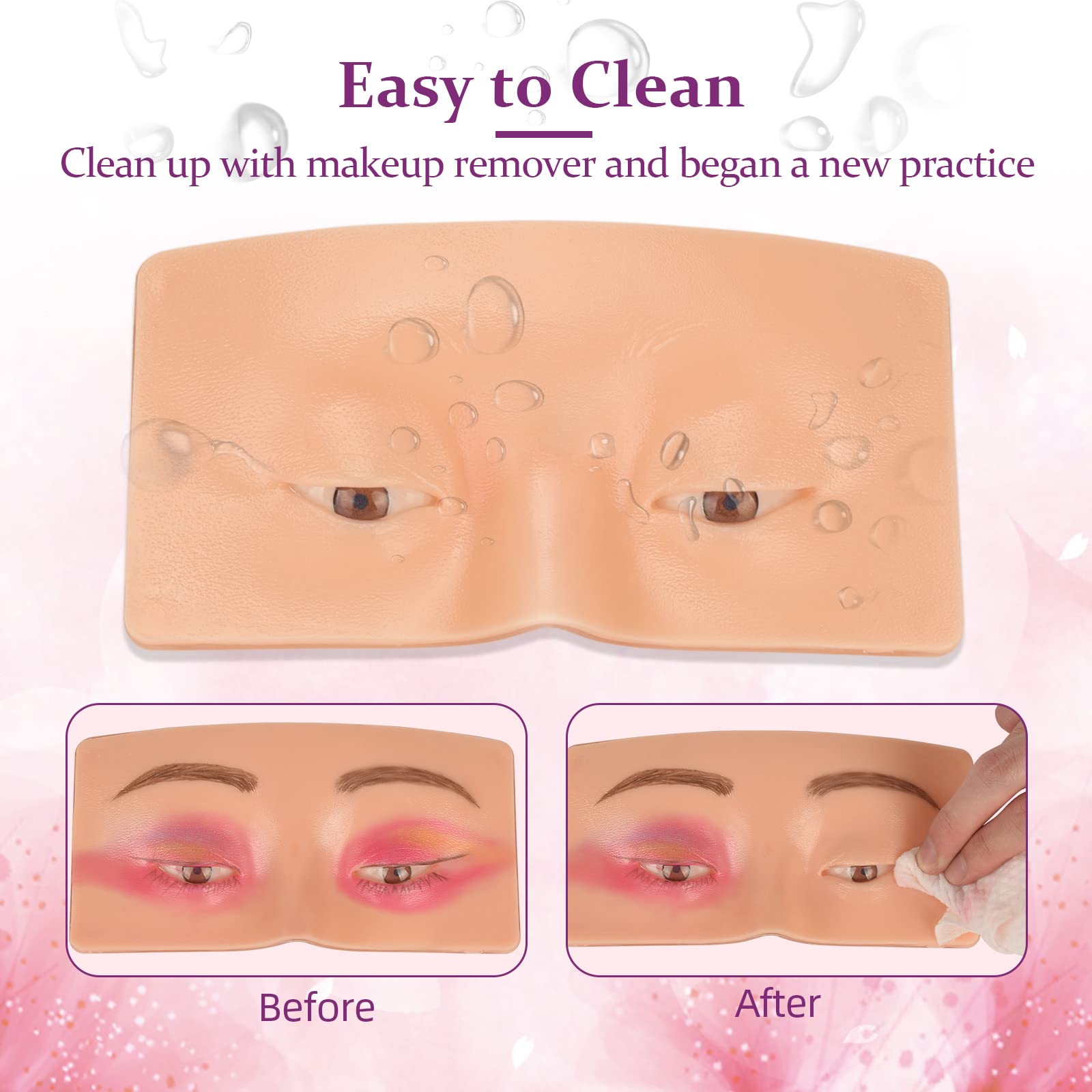 JimKing Trucco Pratica Board – Faccial Practice Skin per professionisti e principianti, modello realistico 3D per estensione ciglia, eyeliner e ombretto