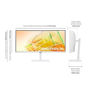 Samsung 34 ViewFinity (S65TC) Series Ultra-WQHD 1000R Curved Computer Monitor, HDR10, 100Hz, AMD FreeSync, Thunderbolt 4, Height Adjustable Stand, Built-in Speakers, Eye Care, LS34C650TANXGO, 2024