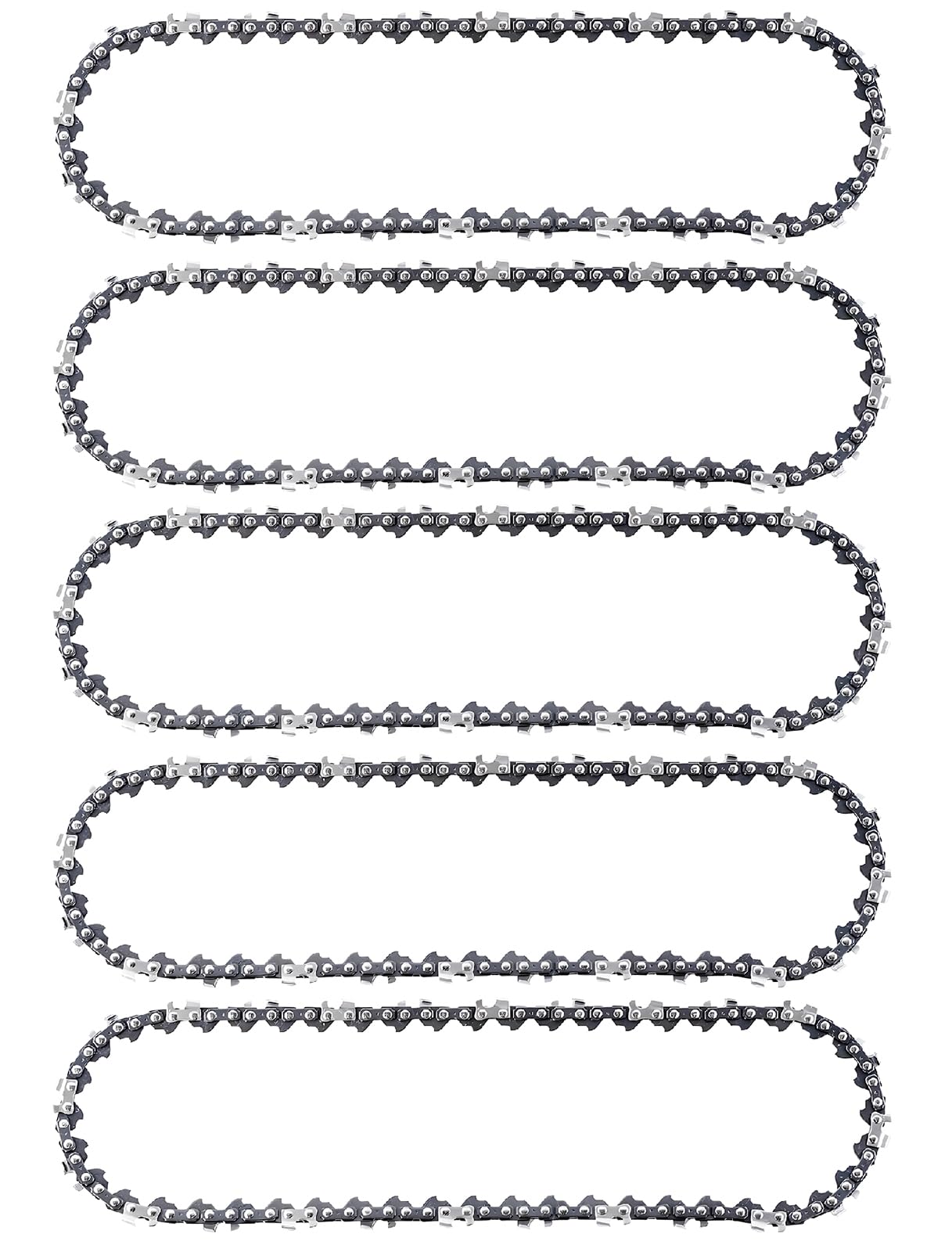 [Paquete de 5] Cadena de motosierra de 8 pulgadas de paso LP de 0.50 pulgadas, calibre de 0.50 pulgadas, 33 eslabones de transmisión para Sun Joe SWJ800E/SWJ806E, Greenworks 20302/20672, Earthwise,