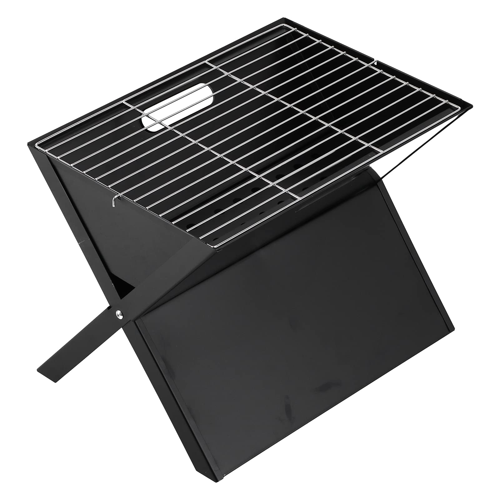 Parrilla portátil para barbacoa con diseño plegable para cocinar al aire libre, camping y picnic, parrilla de carbón ligera, fácil instalación, malla de acero inoxidable