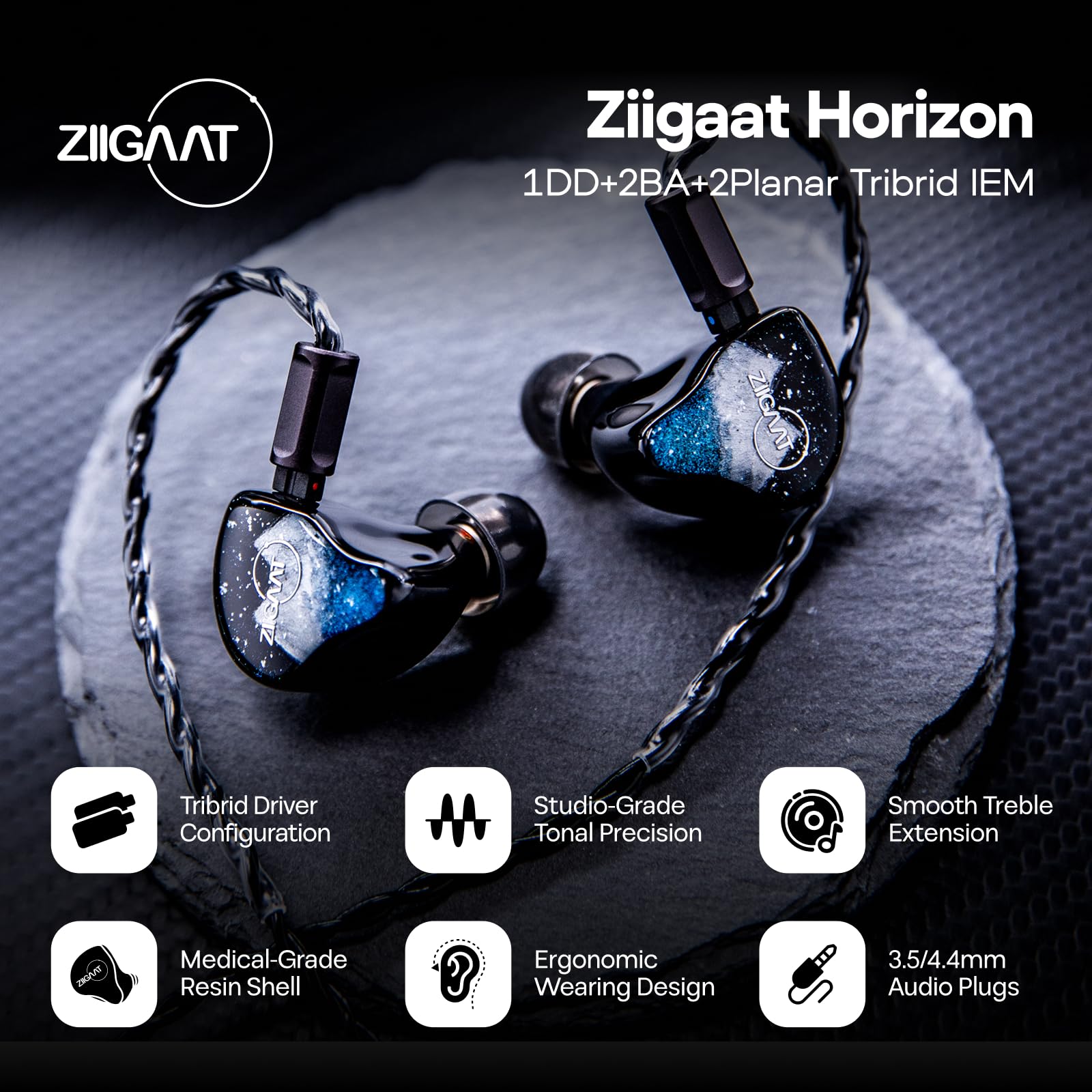 Linsoul ZiiGaat Horizon Earbuds 1DD+2BA Wired IEM - Dettaglio