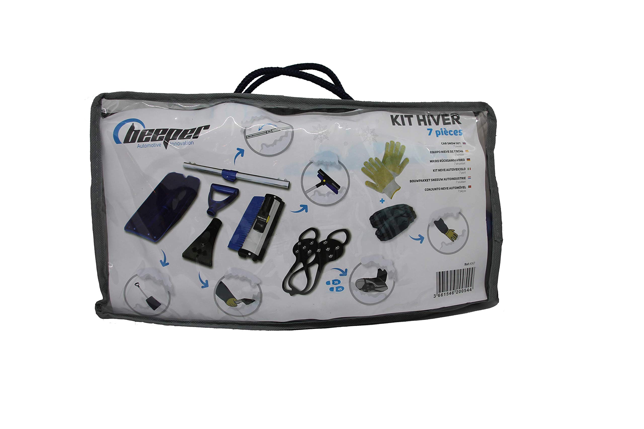 Set di 7 Pezzi Borsa da Trasporto Pala da Neve Spazzola Girevole Raschietto KN7