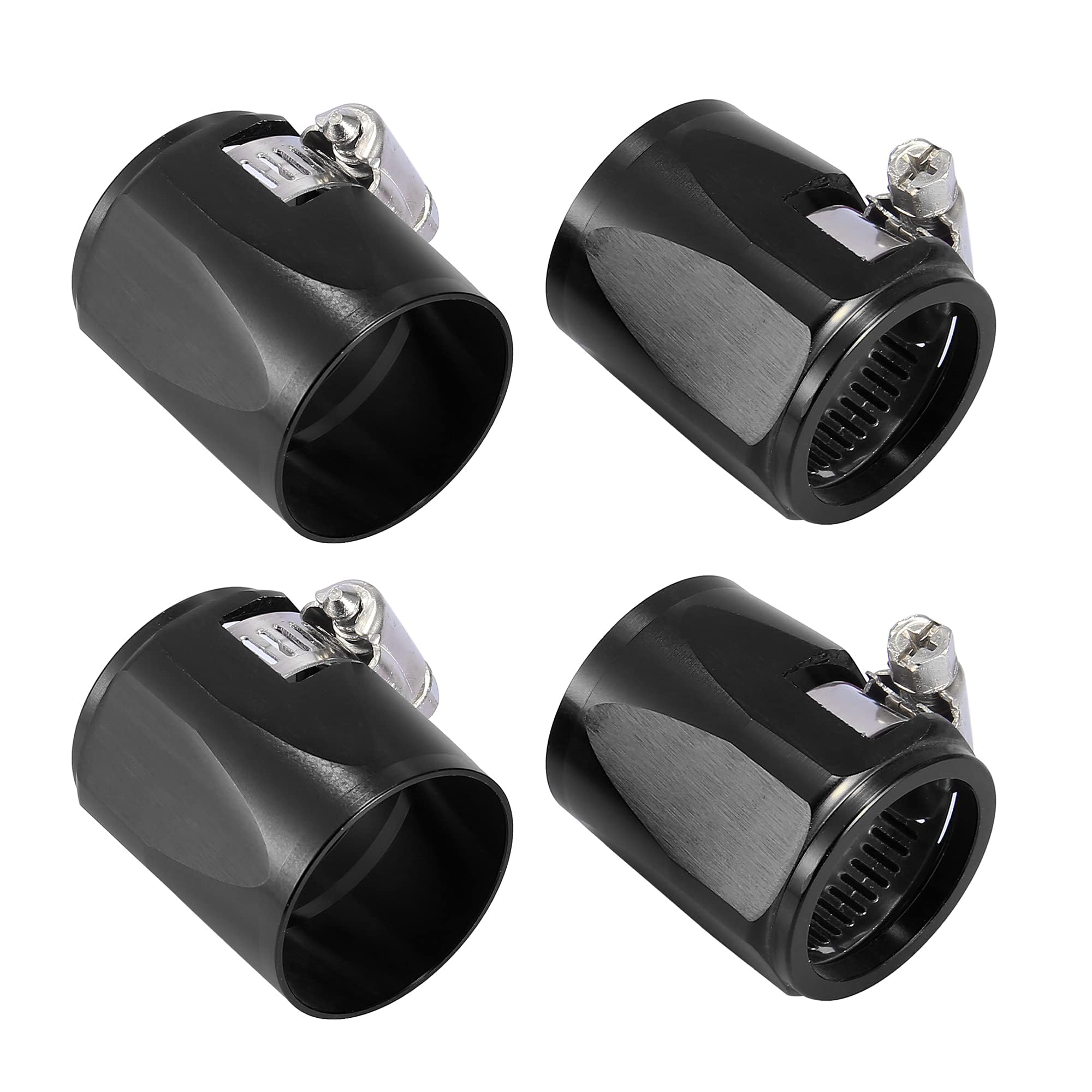 Unifizz 4PCS AN18 Hex Car Hose Finisher Flexible Rubber Pipe Clamp for Automotive Motorcycles Oil Fuel Water Tube Black with Screw Band Adapter Fitting