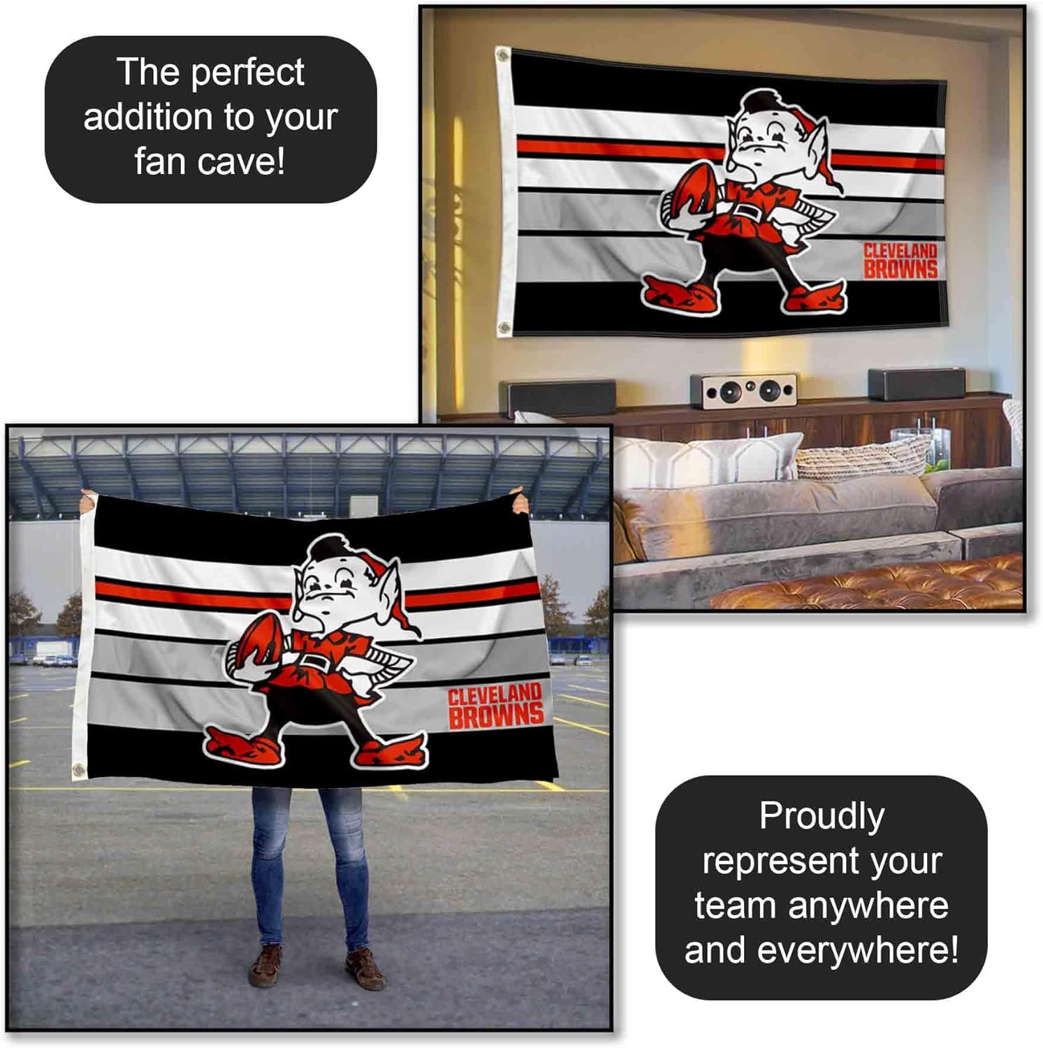 Cleveland Browns Retro Stripes Large 3x5 Flag