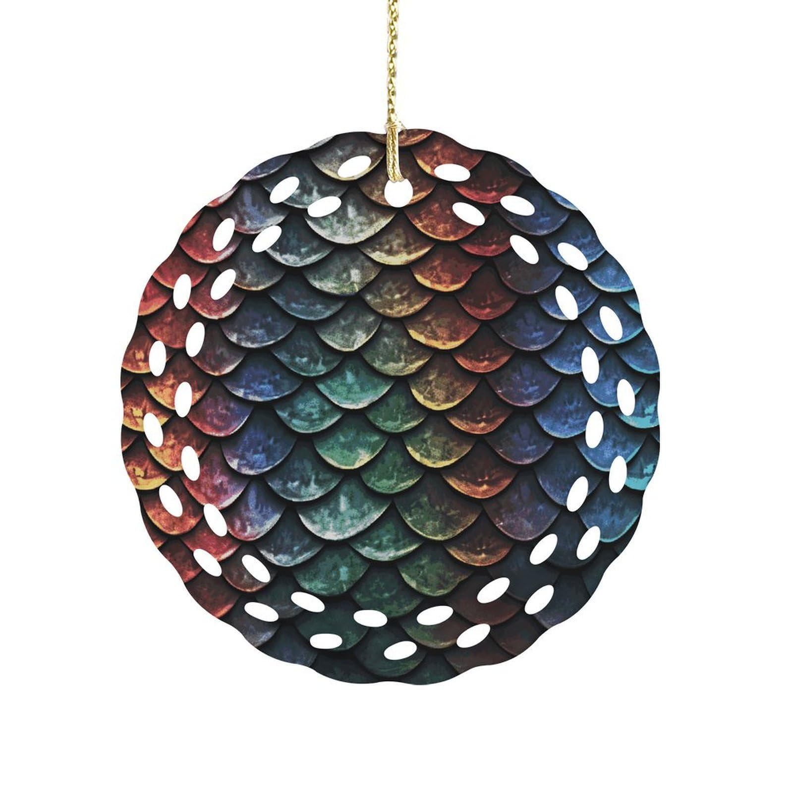 Fodpand Women's Style Dragon Scale Ceramic Ornament For Home Decor 3.2" Round Tree Decoration Christmas Ornaments For Men Double-Sided Design