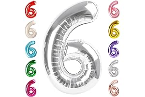 Number 6 Mylar Foil Balloons for Anniversaries and Birthdays