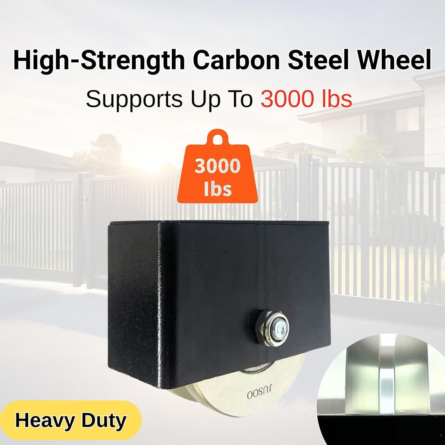 4-inch V Groove Wheel, 2.12-inch Wide Sliding Gate Wheels, Steel Sliding Gate Rollers, Set of 2, Heavy Duty V Track Wheels, 3000 lbs Max.Load, with Double Bearing