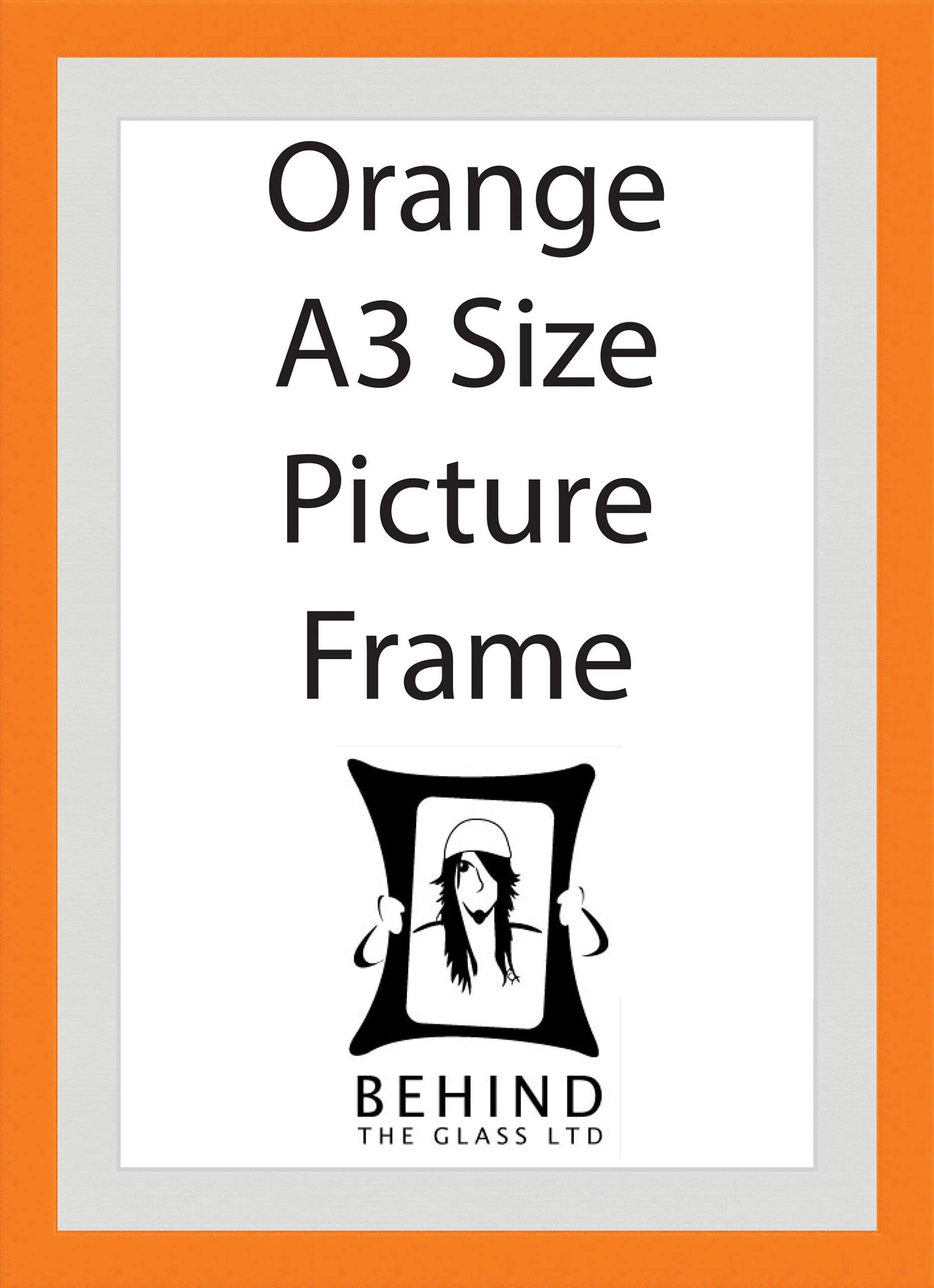 Behind The Glass Orange - Handmade Wooden Picture Frame With Mount - A3 Size