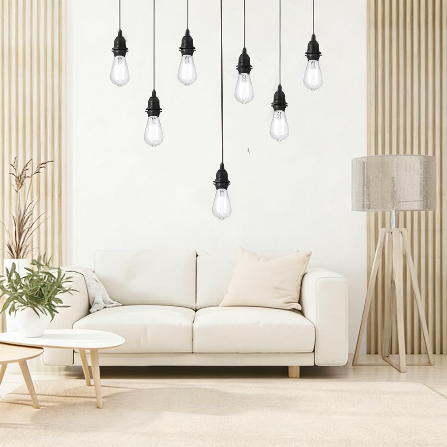 7 Pcs Plug in Hanging Light Kit with On/Off Switch Lamp 12 ft Pendant Light Lamp Cable Cord E26/e27 Extension Hanging Lantern Cable for Christmas Living Room Bedroom(Black)