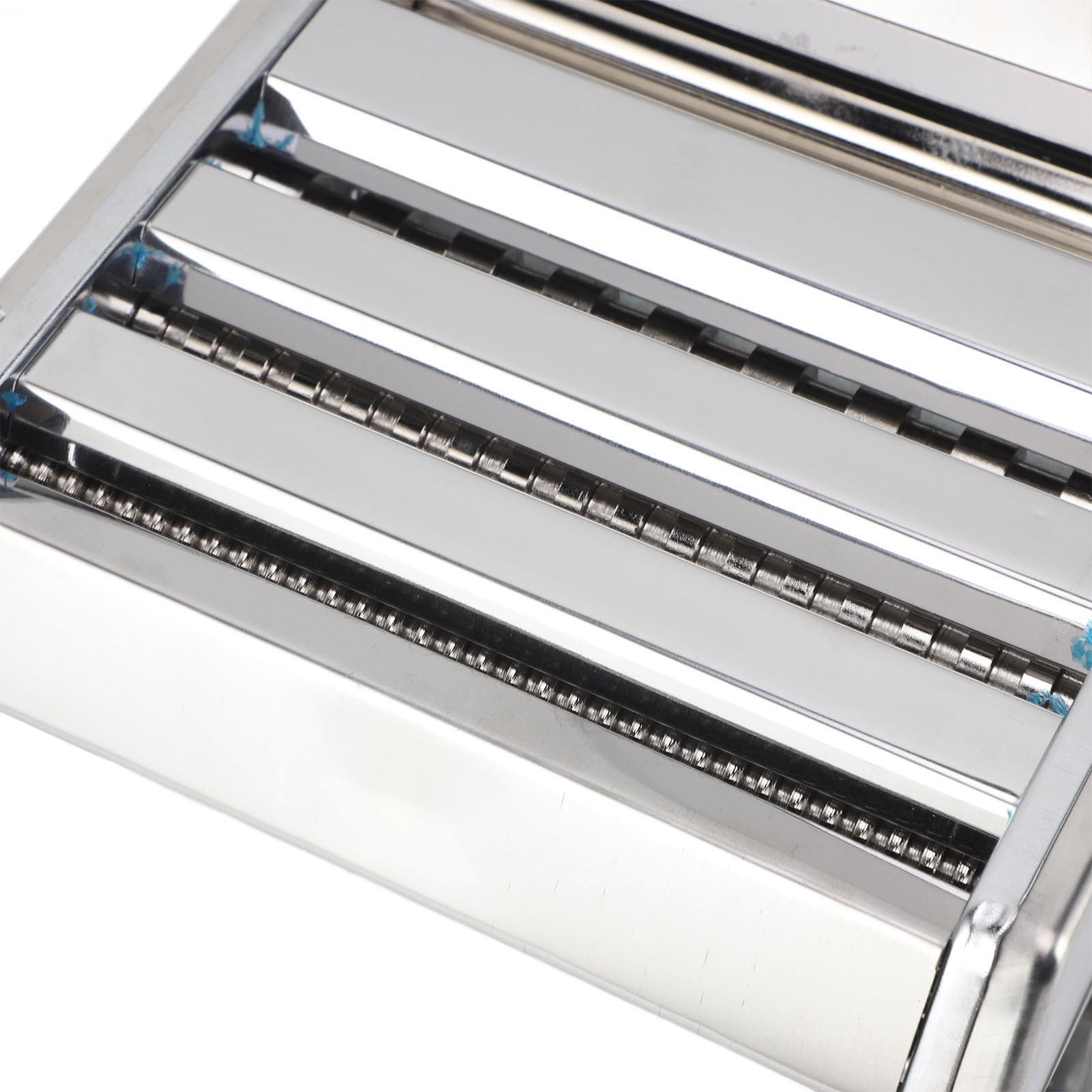 Manuelle Teigausrollmaschine, Nudelmaschine aus Edelstahl für Nudeln mit Einstellbarer Dicke in 3 Größen, Ideal für Knödel und Wan-Tan-Haut (SILVER)