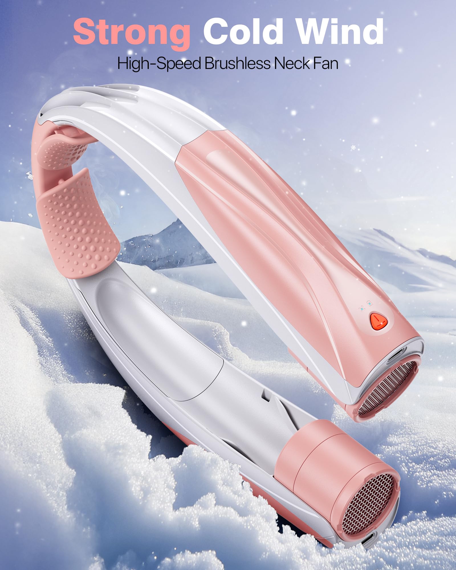Ventilador de cuello portátil, ventilador personal de 6000 mAh, ventilador portátil recargable de refrigeración de 360°, ventiladores manos libres ajustables de 6 velocidades para viajes, al