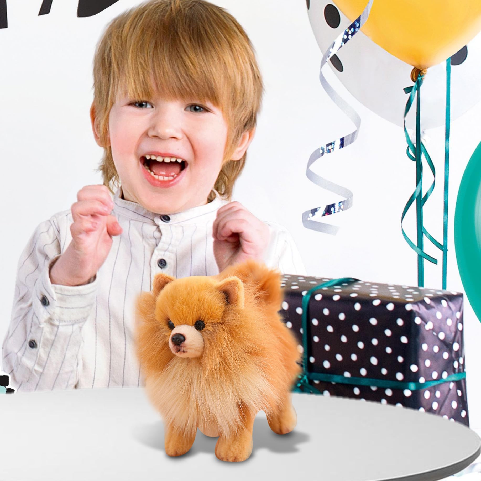 Plucia Phone Pomerania Simulazione Carina Simulazione Pomerania Peluche Peluche Giocattolo per Cani Pomerania pomerana Peluche Peluche Peluche 10x9 Pollici Piena di Peluche Giocattolo per Le Ragazze
