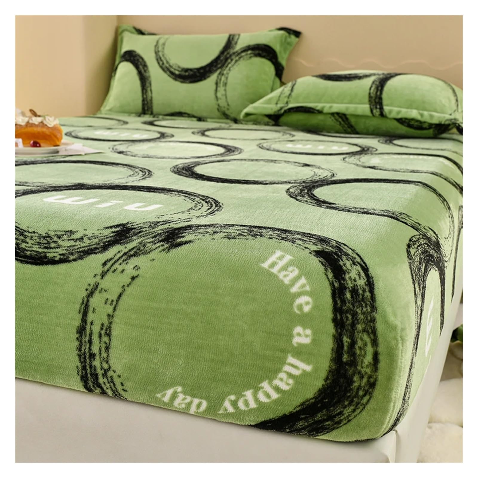 Fitted Sheet Super Warm Bed Sheet for Winter Cartoon Style Fitted Bed Sheet Queen/King Size fundas de colchón Reactive Printed All-inclusive(Lyxz,200x220x25cm 1pc)