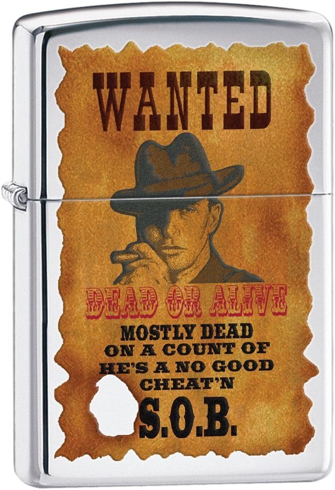Zippo Brushed Chrome Wanted Poster Lighter