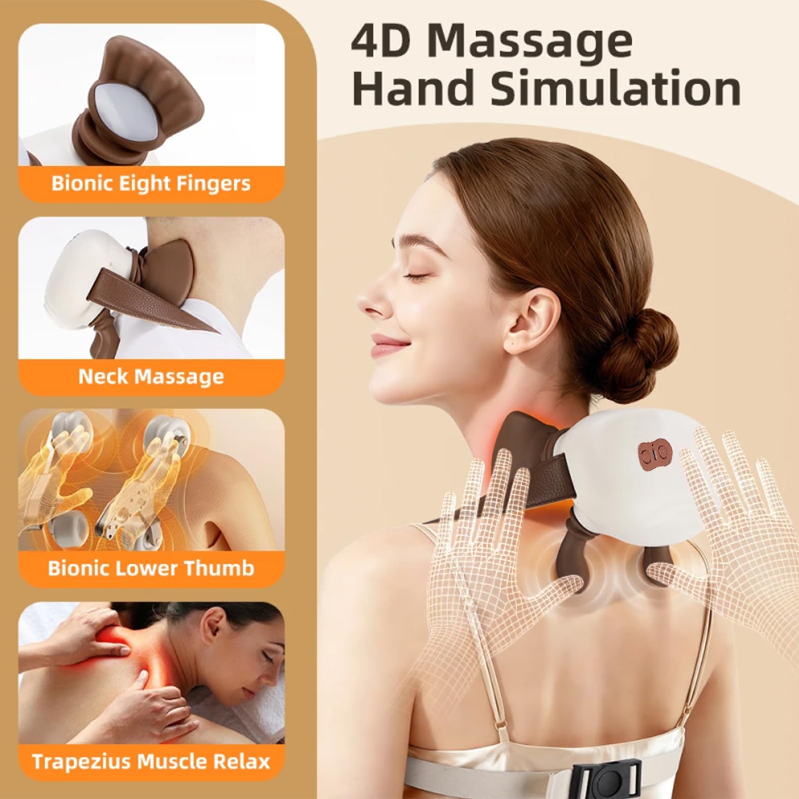 Schultermassagegerät mit Wärme, Shiatsu-Nacken- und Rückenmassagegerät, wiederaufladbares Tiefengewebe-Knetmassagekissen für Papa, Mutter, Müdigkeit, Linderung, Muskelentspannen
