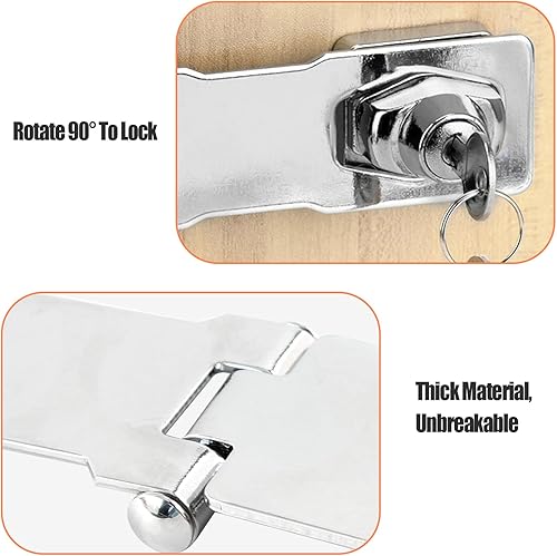 Miniatura 5 de HOWDIA Cerradura de puerta con llave de 3 pulgadas, cerraduras de gabinete de acero inoxidable resistentes con llaves, apto para instalación de