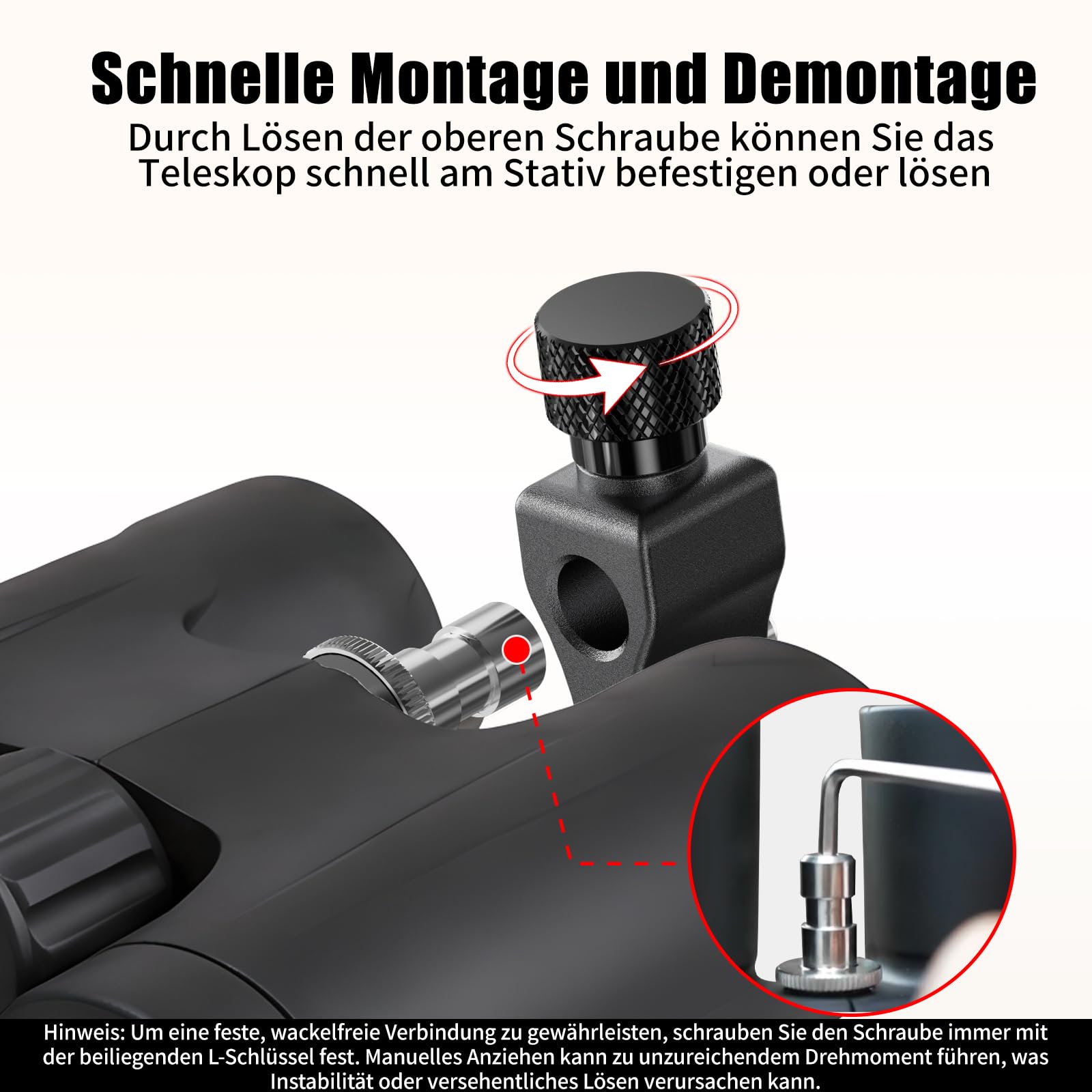 Fernglas Stativadapter mit Arca-Swiss-Platte und 1/4-20"&3/8-16" Gewinde, Kompatibilität mit Porro-Ferngläser und Arca Kugelköpfe, T6061 Aluminiumlegierung Universeller Stativadapter für Vogelbeobach