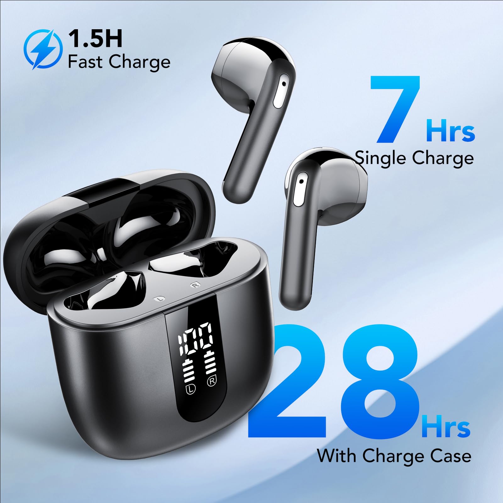 TIMU A9 Auricolari Bluetooth 5.4 Nero, In-Ear, Touch Control, IP7 Impermeabile, Cancellazione Rumore, 50 Ore di Riproduzione, Bluetooth 10 Metri, Compatibili con Dispositivi Bluetooth