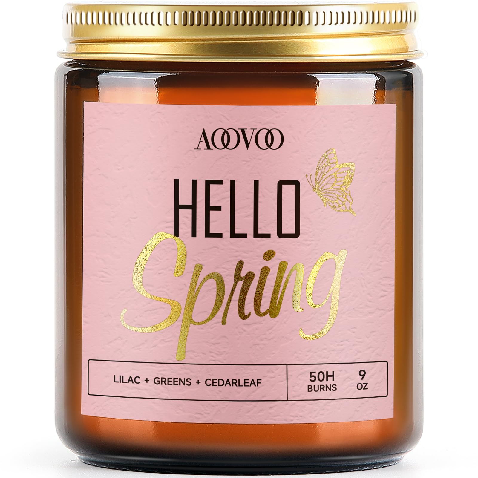 AOOVOO Hello Spring Candles - 9 oz Lilac Scented Candles, Aromatherapy Candle, Soy Candle for Home Scented