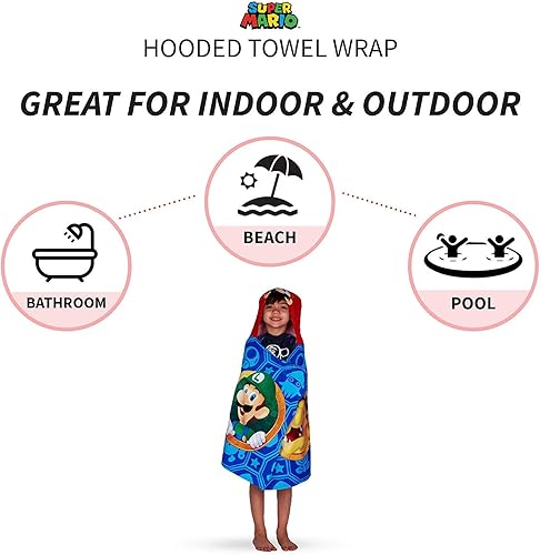 Miniatura 4 de Super Mario Toalla con capucha Nintendo Wrap Niño Azul