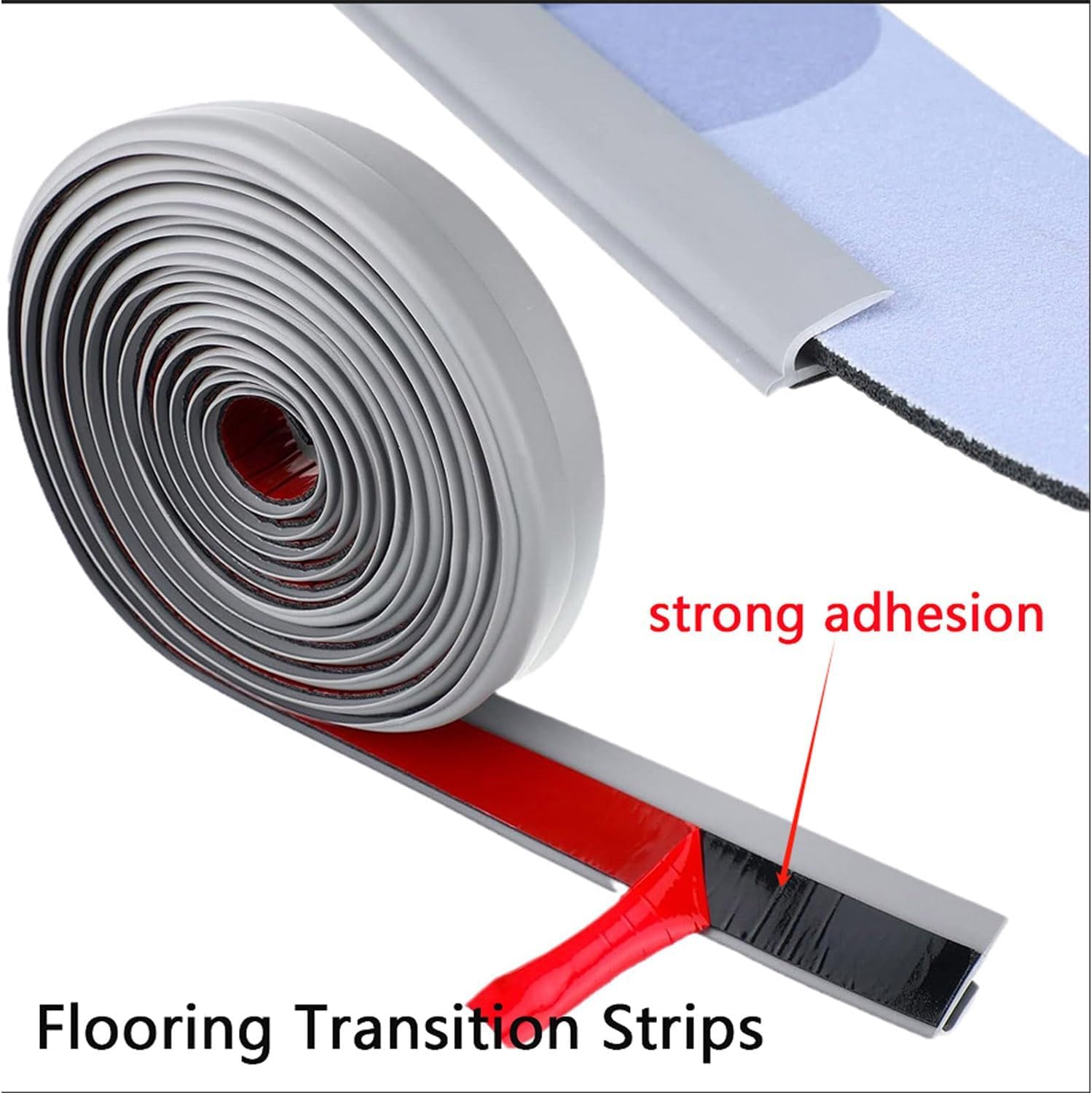 12ft Flexible Transition Strip - Self Adhesive Carpet To Tile Edging Trim For Doorways (Black)