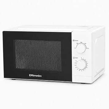 EMtronics 700W 20 Litre Microwave with Manual Control Dials - White