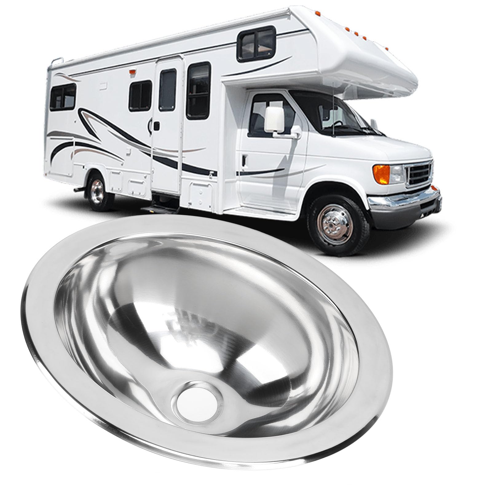Single Bowl Bar Sink 340x270x120mm Polished Stainless Steel Kitchen Sink with 40mm Drain Hole for Boat Caravan RV Bathroom – Easy Clean, Embedded Installation, Large Capacity