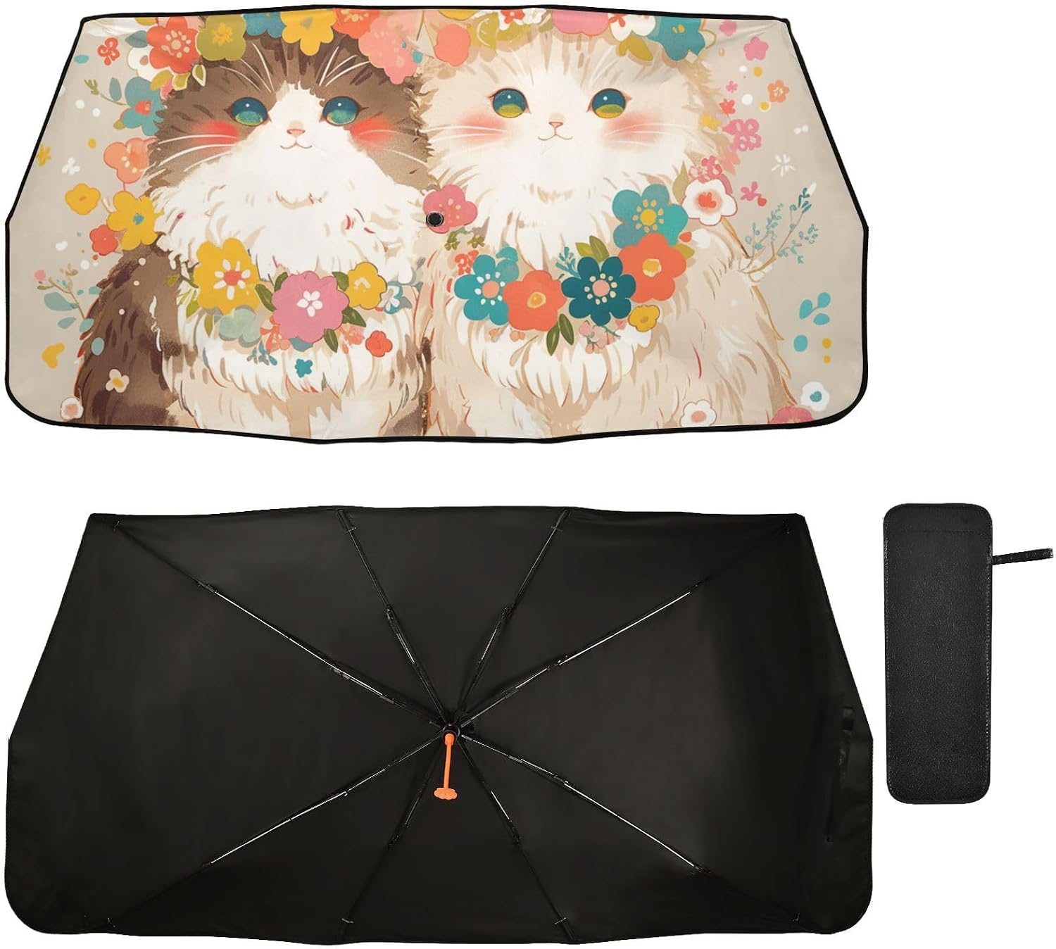 Distinctive Cute Flowers Vintage windshield sun shade for women foldable protector solar organizer automobile cubre sol para carro image 2