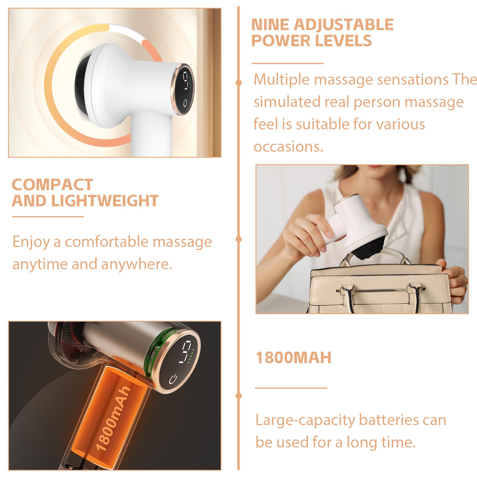 Massaggiatore elettrico cellulite, massaggiatore anticellulite, portabilità anticellulite, con 8 accessori intercambiabili, tonificante, allevia la stanchezza per gambe, collo, spalle, vita, addome