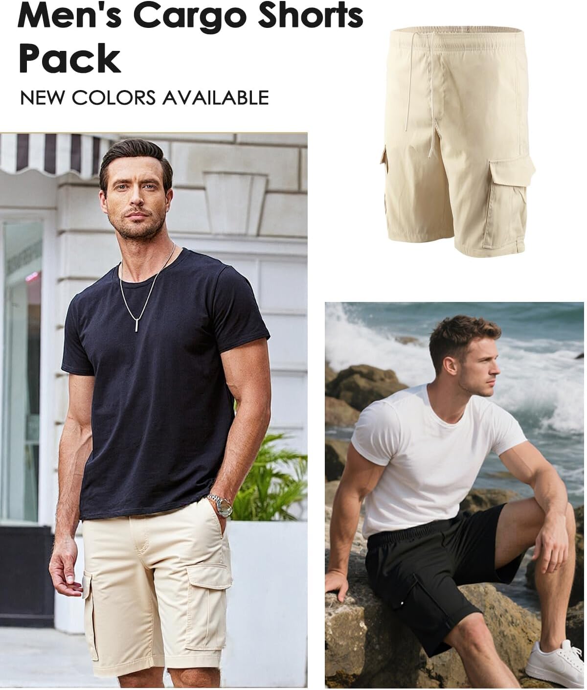 Liloak Men's 3/4 Pack Classic Cargo Shorts 10 Inseam,4 Pockets Walking Shorts Casual Lightweight with Waistband Drawstring - Image 5