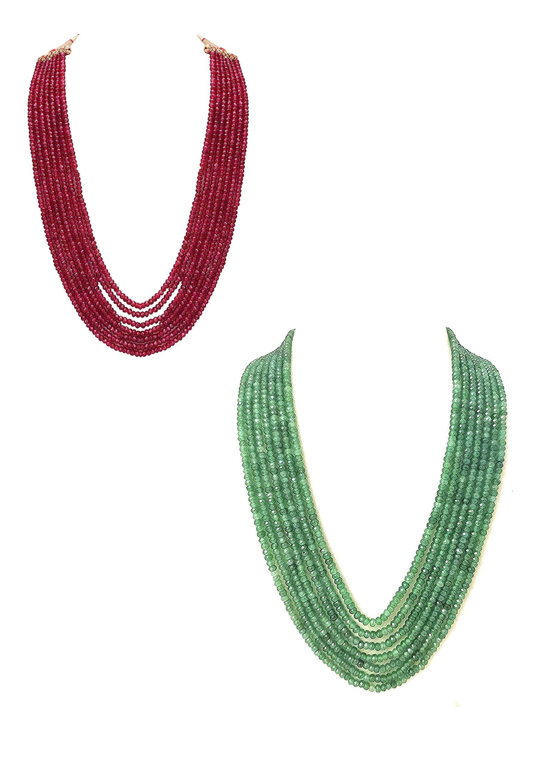 PANAASHE-RAJASTHANI 7 Layer Onyx Ruby & Parrot Green Combo Necklace Adjustable Silk-Dori/Mala For Womens (Nb28) (B0BW62QLGR) Amazon Price History, Amazon Price Tracker
